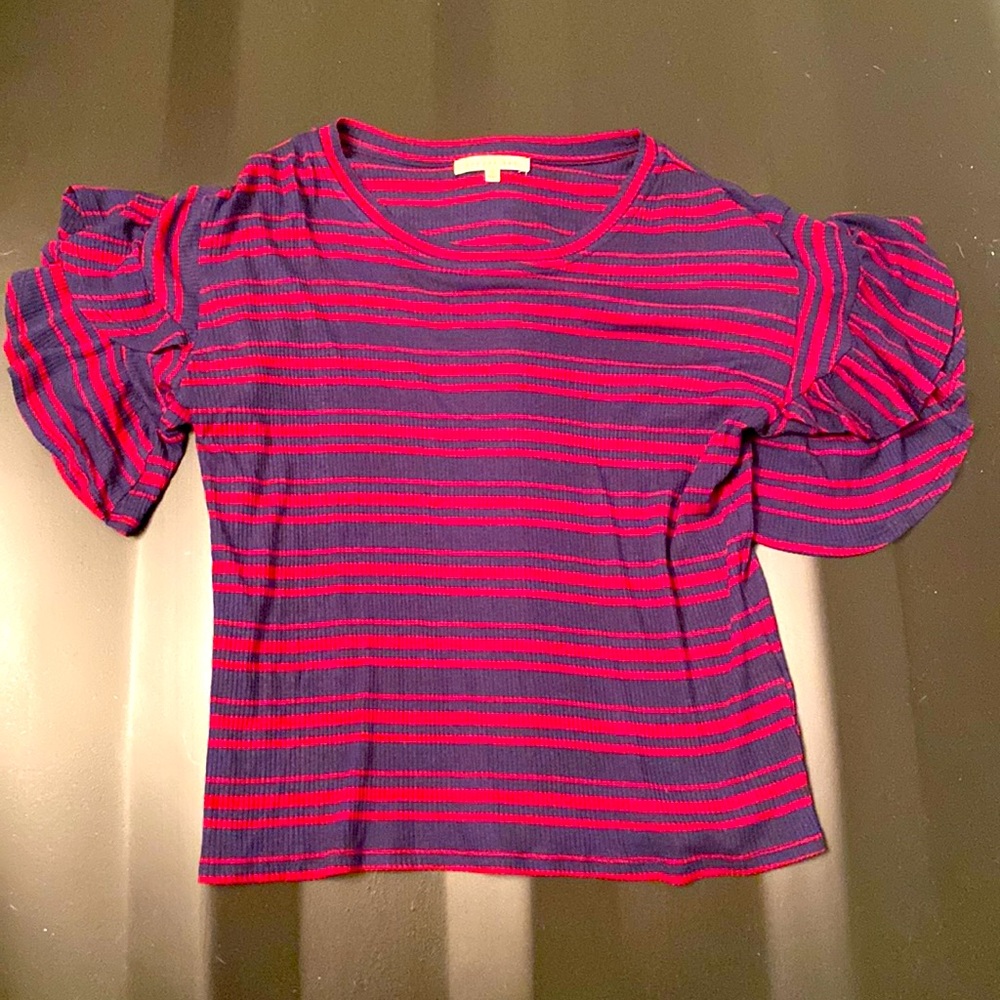 Copper Key Maroon & Navy striped crop top